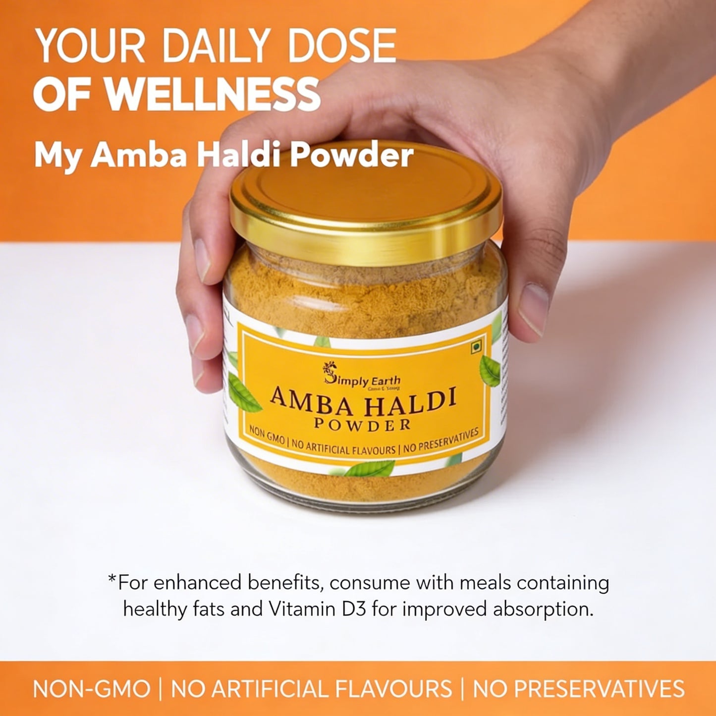 Simply Earth Pure & Natural Amba/Kasturi Haldi Powder | Immunity Booster, Anti-Oxidant, Anti-Inflammatory Turmeric | Skin & Face Pack - Wild Turmeric - 100 GM
