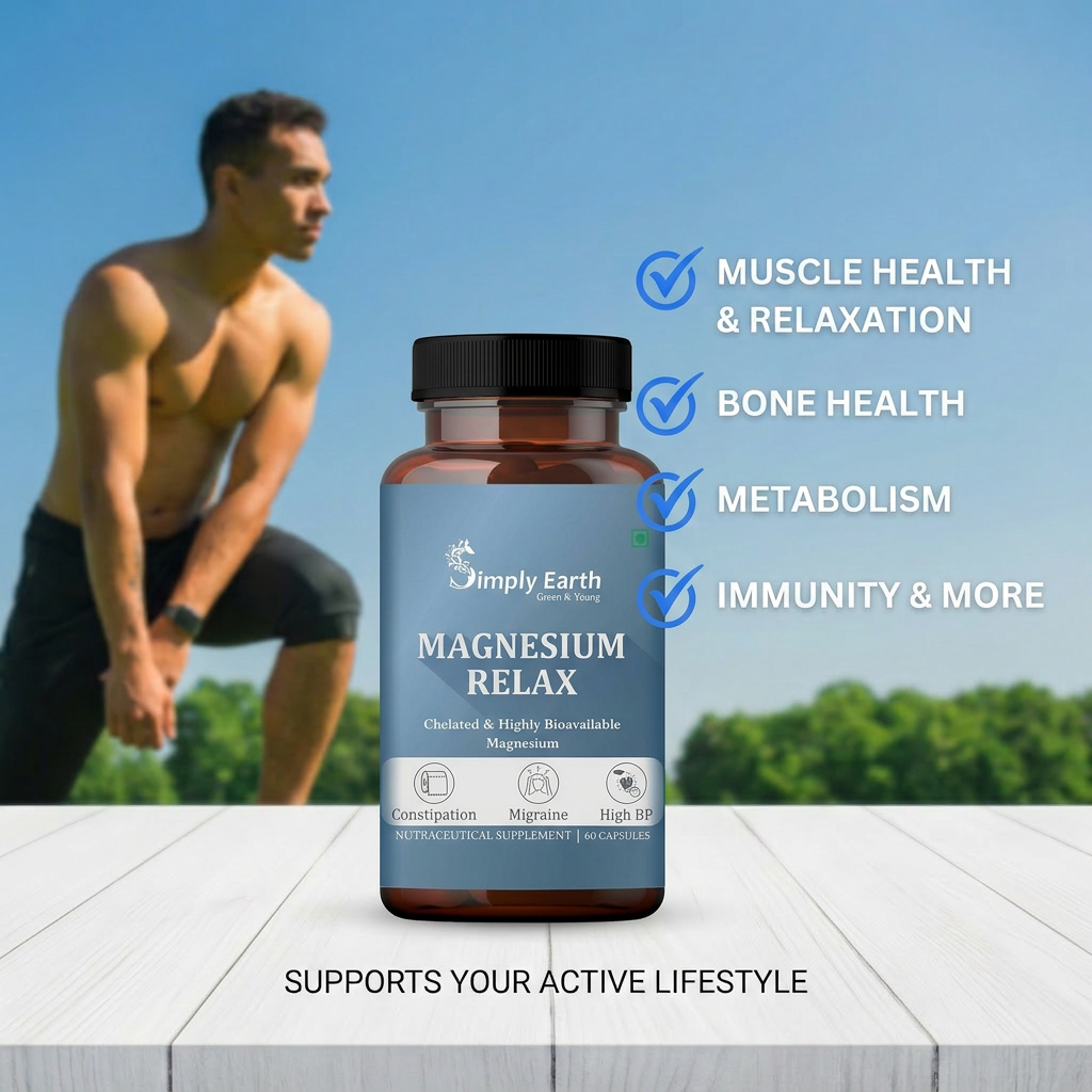 Simply Earth Magnesium Bisglycinate - Most Bioavailable Magnesium for Sleep, Muscle, Bone & Heart Support | Supports Sleep, Recovers Muscles with Vitamin B6-60 Capsules