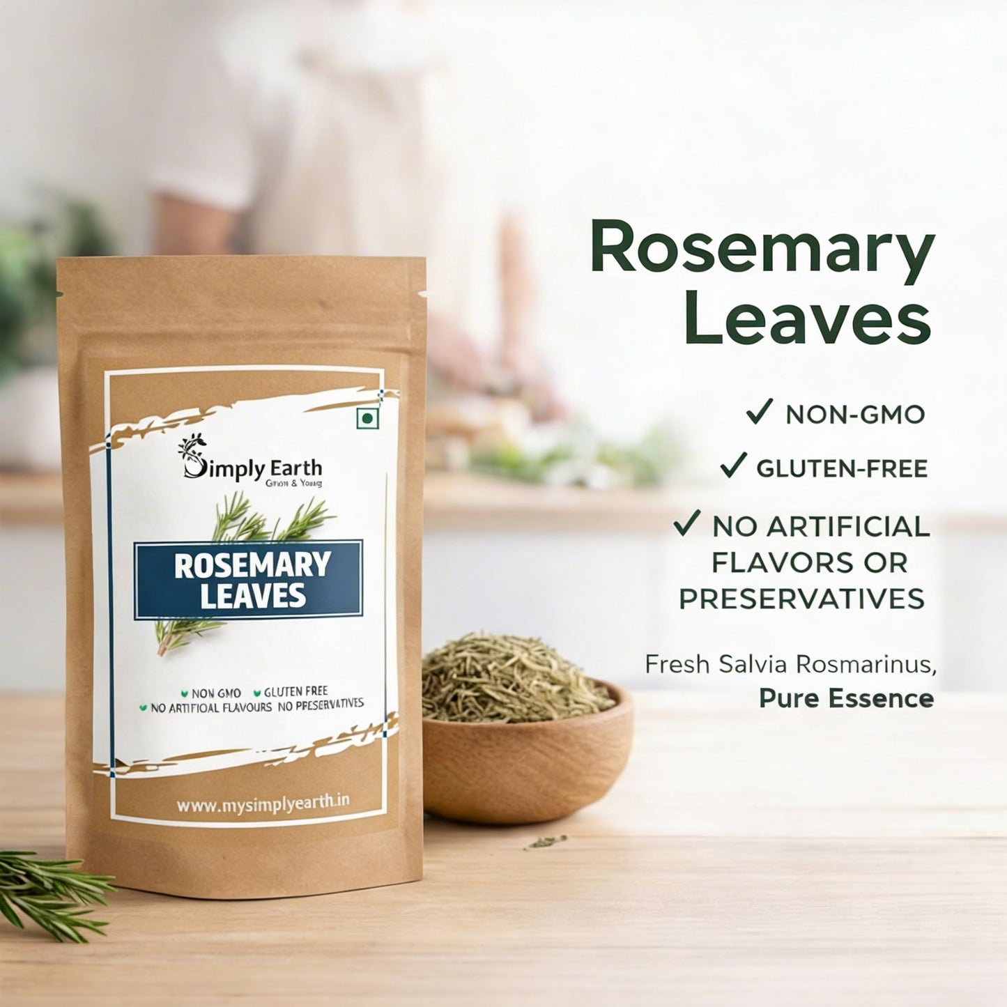 Simply Earth Rosemary Dried Leaves For Hair Growth | Top Grade Leaves Rosemary Herb Tea | Organic | Natural Foods - 100 GM