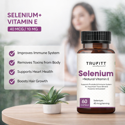Selenium Capsules 40Mcg + Vitamin E 10Mg, With Green Tea Extract- Optimal Health, Antioxidant Supplement With Superior Absorption (60 Capsules)