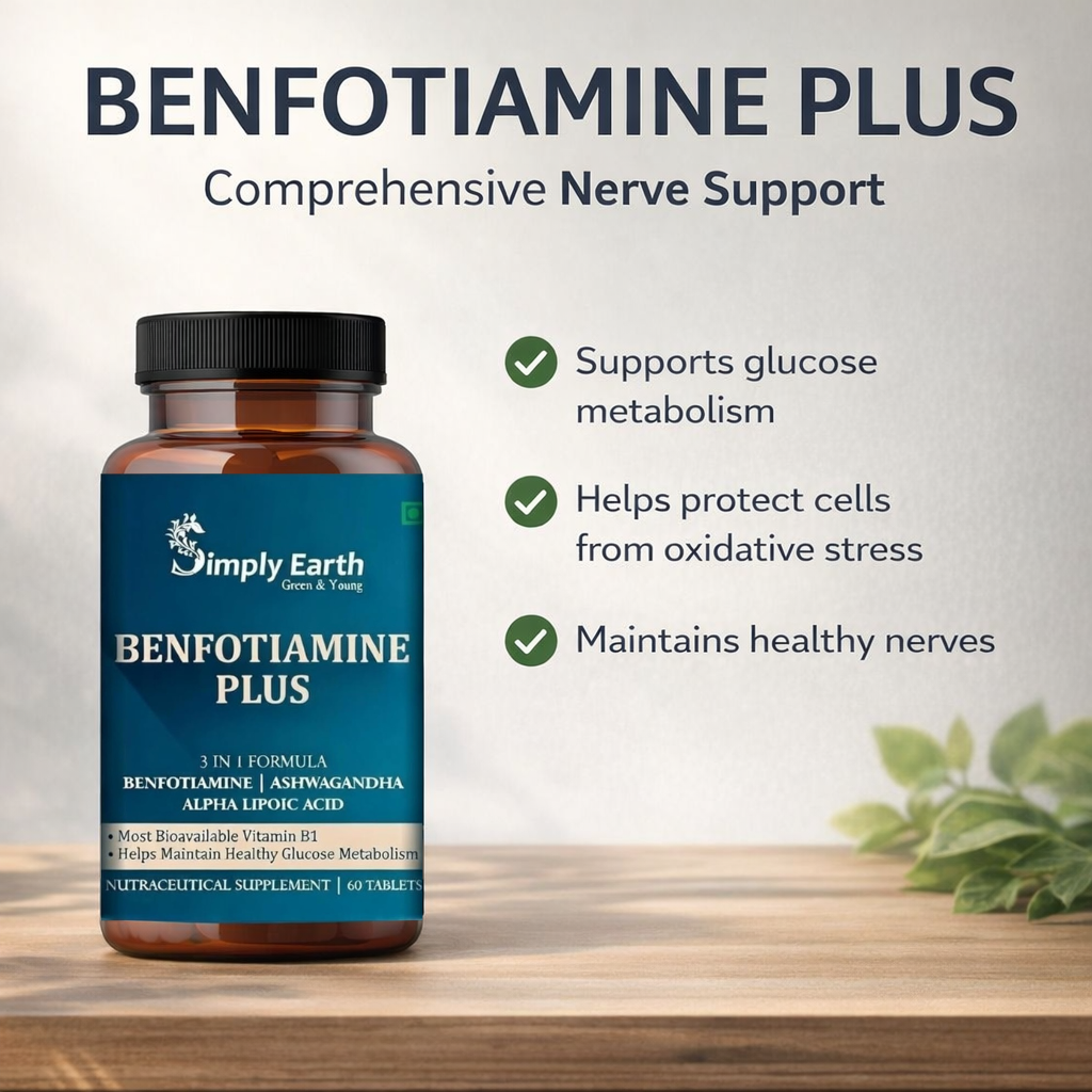 Simply Earth Benfotiamine+ 600mg | Vitamin B1 with Ashwagandha & Alpha Lipoic Acid | 60 Tablets