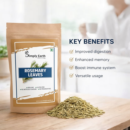 Simply Earth Rosemary Dried Leaves For Hair Growth | Top Grade Leaves Rosemary Herb Tea | Organic | Natural Foods - 100 GM