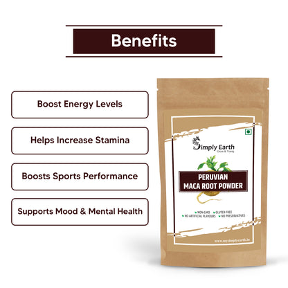 Simply Earth Peruvian Maca Root Powder | Boosts Energy and Immunity | Relieves Stress | Great for Men and Woman - In Different Packs (100GM)