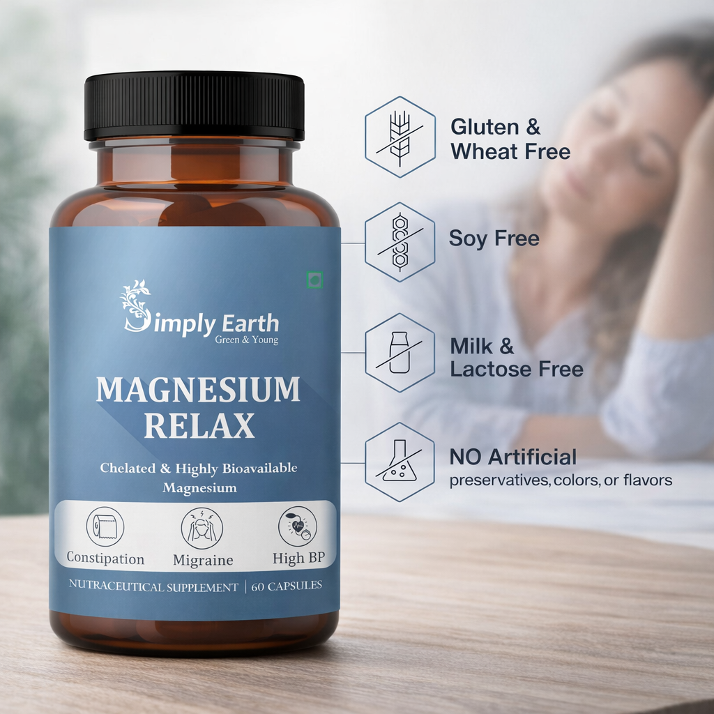Simply Earth Magnesium Bisglycinate - Most Bioavailable Magnesium for Sleep, Muscle, Bone & Heart Support | Supports Sleep, Recovers Muscles with Vitamin B6-60 Capsules