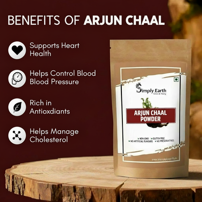 Simply Earth Pure Arjun chal Powder | Arjuna | Anti-oxidant | Heart health | Cholesterol | Blood sugar | Diabetes | Arjun chhal/Bark Powder | Terminalia Arjuna - Double Filtered - 200GM