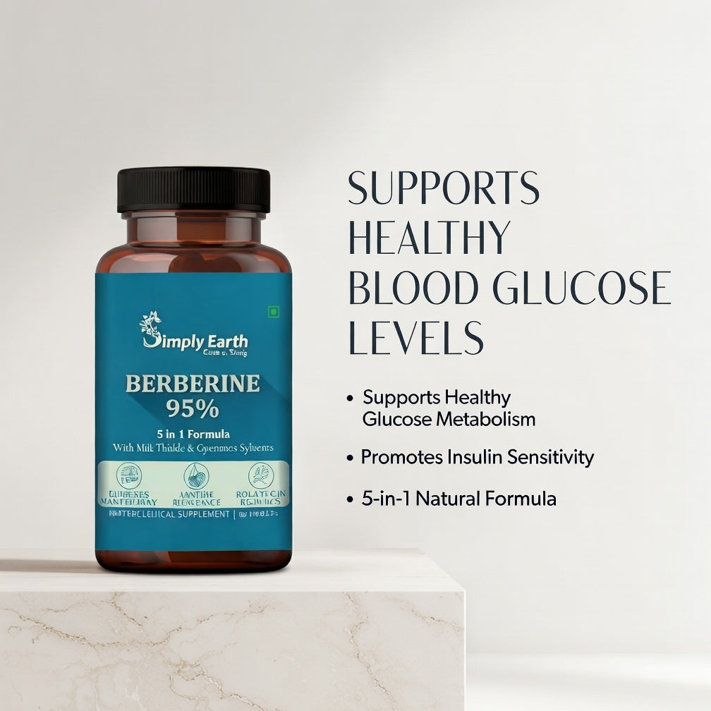 Simply Earth Berberis Berberine 95% (500mg) with Milk Thistle & Cinnamon, Turmeric & Black Pepper - For Optimal Health | Berberine HCL Supplements - 60 Veg Tablets