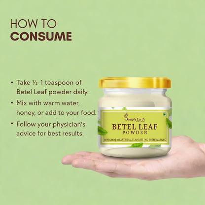 Simply Earth Organic Betel Leaf Powder | Paan Leaf Powder | Vetrilai | Banarasi Paan Powder - 100 GM