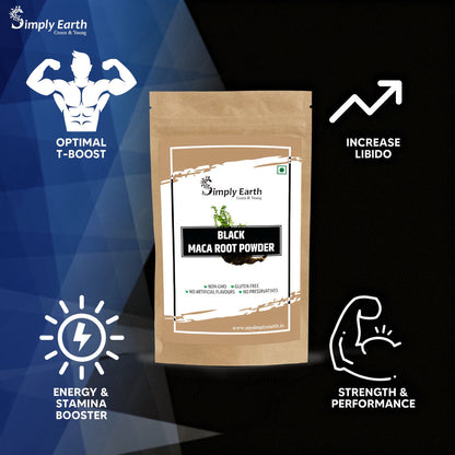Simply Earth Peruvian Black Maca Root Powder | Boosts Energy and Immunity | Relieves Stress | Great for Men and Woman - (100GM)