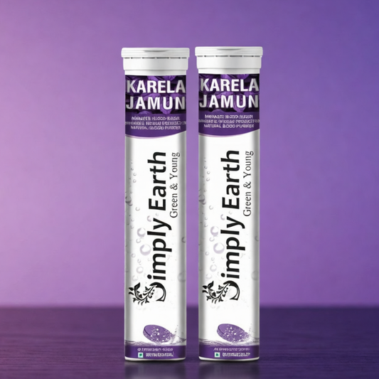 Simply Earth Karela Jamun Fizz Effervescent (Karela Jamun Juice)| Helps in High Sugar Conditions | Herbal Diabetes Management| Boosts Digestive Health| - 40 Effervescent Tablets