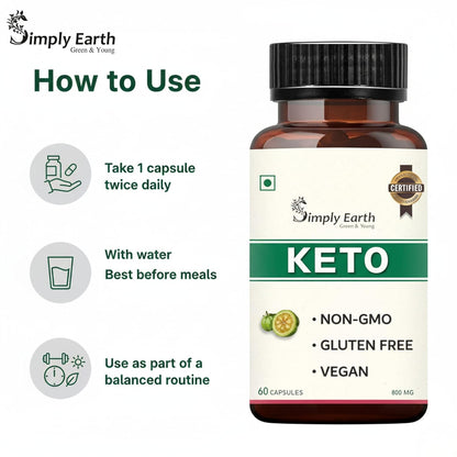 Simply Earth Natural Keto Weight Management Supplement, Belly Fat Burner for Men and Women (Green Coffee + Green Tea + Garcinia Cambogia) - 60 capsules