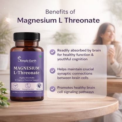 Simply Earth Magnesium L-Threonate, Supports Brain Health & Cognitive Function, Highly Bioavailable Magnesium - 30 Veg Capsules