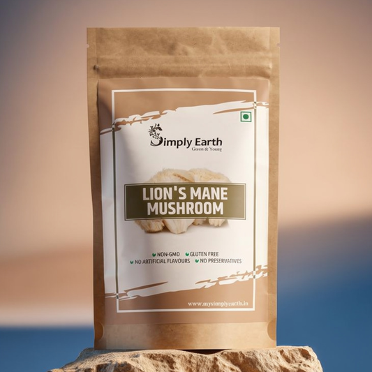Simply earth Lion's Mane Mushroom Extract Powder 10:1, Improves Memory, Focus, Clarity | 60gm