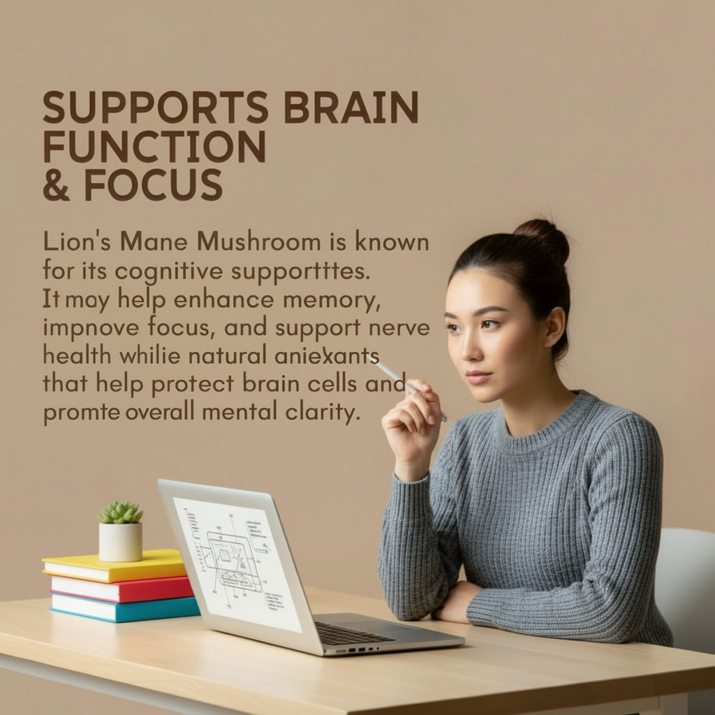 Simply earth Lion's Mane Mushroom Extract Powder 10:1, Improves Memory, Focus, Clarity | 60gm