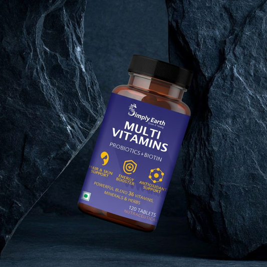 Simply Earth Multivitamin For Men & Women (120 Tablets) With 7 Vital Blends and 36 Nutrients - Probiotics Vitamin C, Zinc & Biotin
