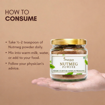 Simply Earth Nutmeg Powder 100 Gram - Jaiphal Jathikka Powder | Organically Grown | 100% Pure & Natural | Myristica fragrans | No Added Preservative