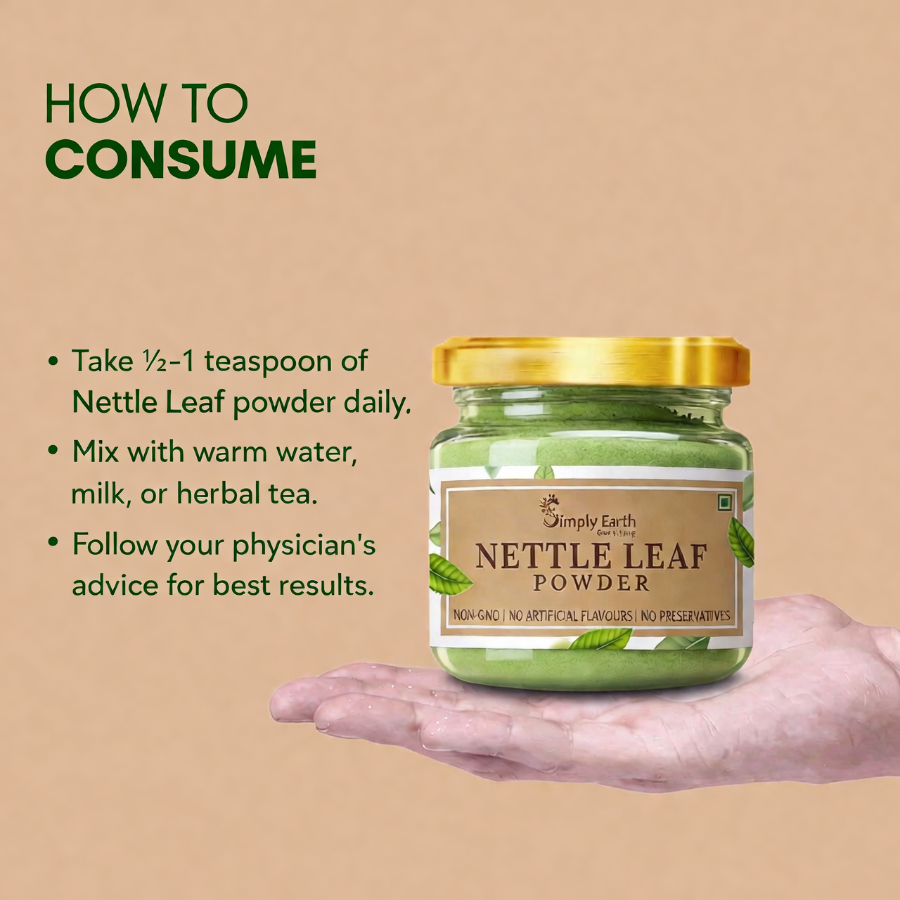 Simply earth Organic Nettle Dried Leaves powder | (Stinging Nettle) (Urtica Dioica) Rich in Nutrients With Vitamins & Minerals| | 100 GM
