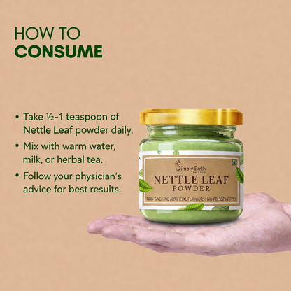 Simply earth Organic Nettle Dried Leaves powder | (Stinging Nettle) (Urtica Dioica) Rich in Nutrients With Vitamins & Minerals| | 100 GM