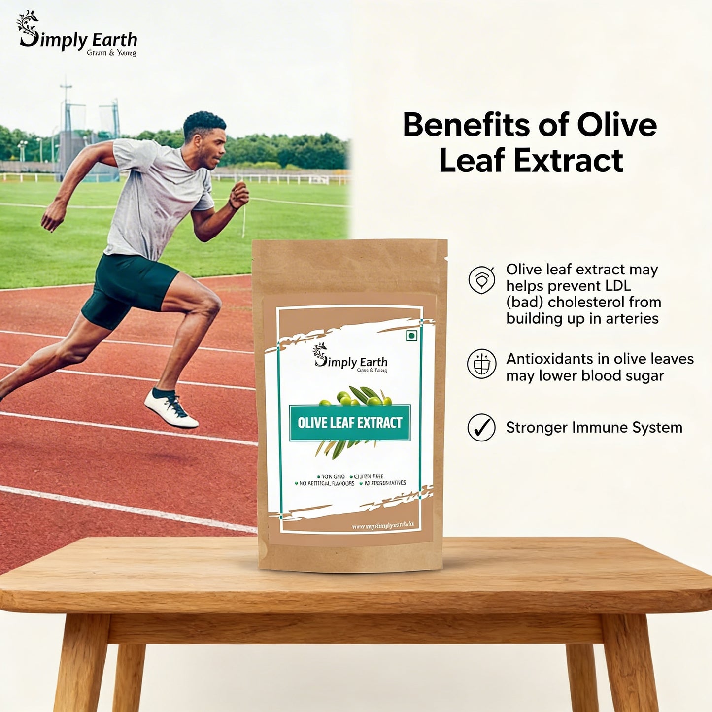 Simply Earth Natural Olive Leaf Extract | Super Strength: 10% Oleuropein | Healthy Immune, Skin and Cardiovascular Health - 100GM