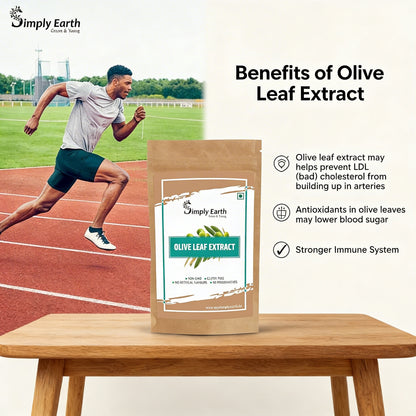 Simply Earth Natural Olive Leaf Extract | Super Strength: 10% Oleuropein | Healthy Immune, Skin and Cardiovascular Health - 100GM
