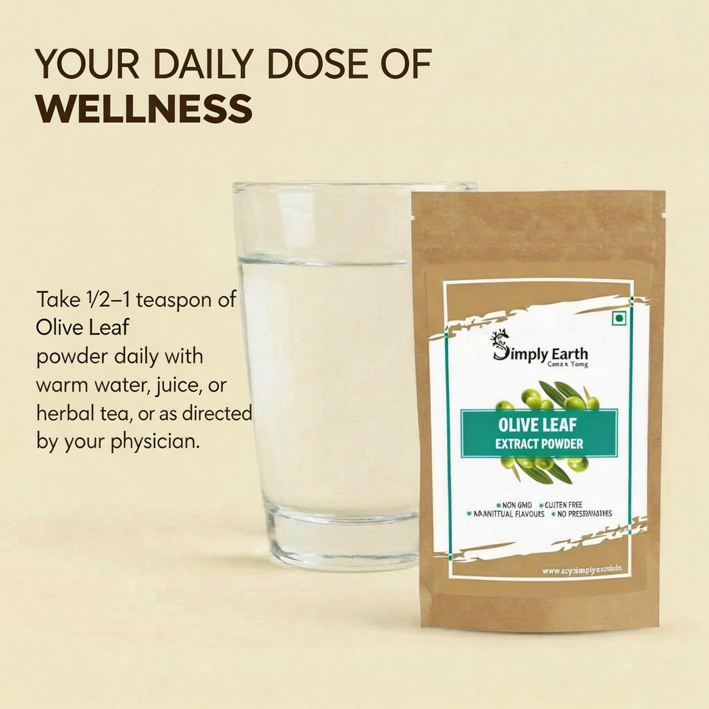 Simply Earth Natural Olive Leaf Extract | Super Strength: 10% Oleuropein | Healthy Immune, Skin and Cardiovascular Health - 100GM
