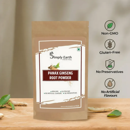 Simply Earth Panax Ginseng Powder, Korean Red Ginseng, for Immunity, Cognitive Support, Muscle Strength & Energy - 100 GM