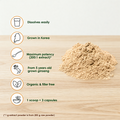Simply Earth Panax Ginseng Powder, Korean Red Ginseng, for Immunity, Cognitive Support, Muscle Strength & Energy - 100 GM