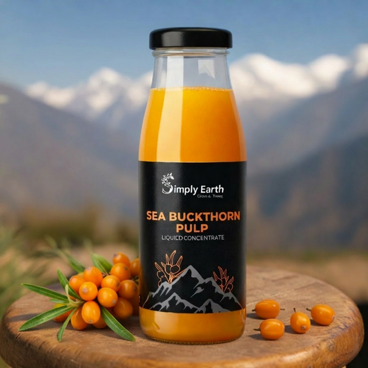 Simply Earth Sea Buckthorn Pulp Liquid Concentrate, Natural Fruit Juice | Omega 3-6-7-9 & Vitamin C, for Immunity, Skin & Heart Health - 300ML (Pack of 1)