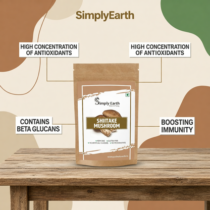 Simply Earth Shiitake Mushroom Extract Powder Supports Healthy Cholesterol & Helps BP Levels | for Immunity, Heart health | 100 GM