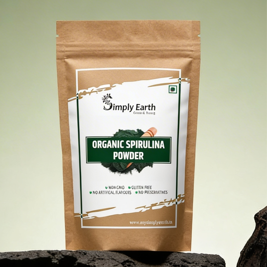 Simply Earth Organic Spirulina Powder for Energy, Digestion & Skin Health | Plant Based Protein Superfood Non-GMO | Immunity Booster, Superfood Supplement & Natural Multivitamin - 100g Veg Powder