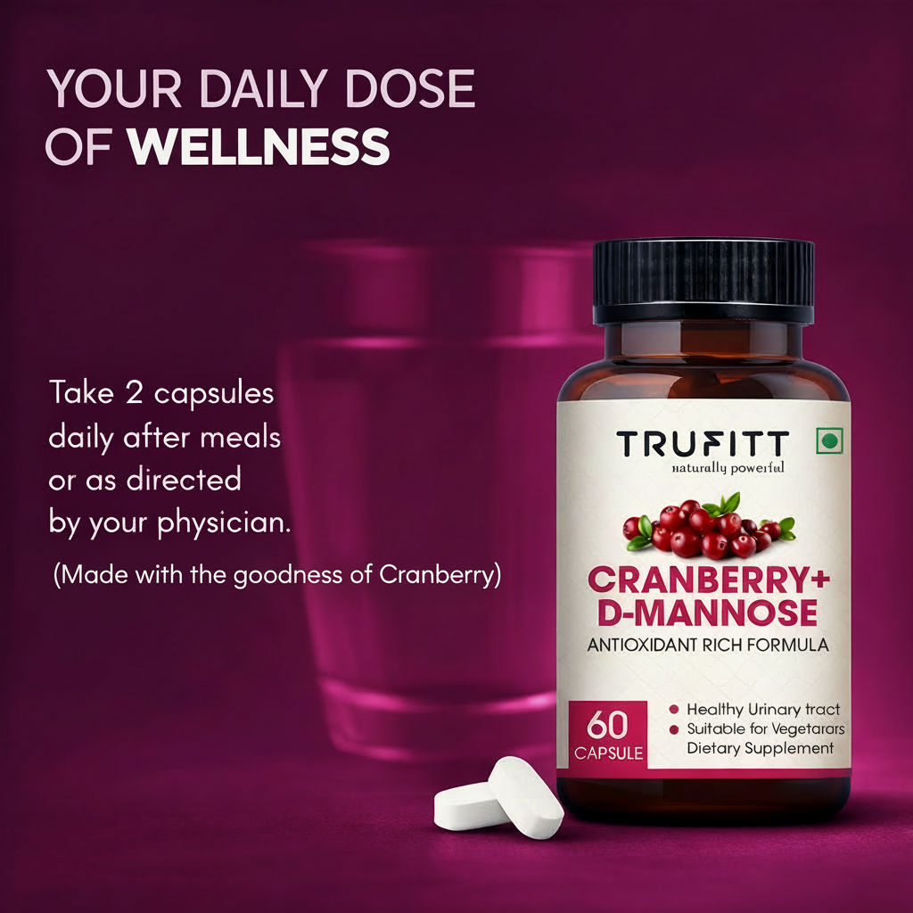 Trufitt Cranberry + D-Mannose Antioxidant For Kidney Health & Urinary Tract Health Support - 60 Capsules